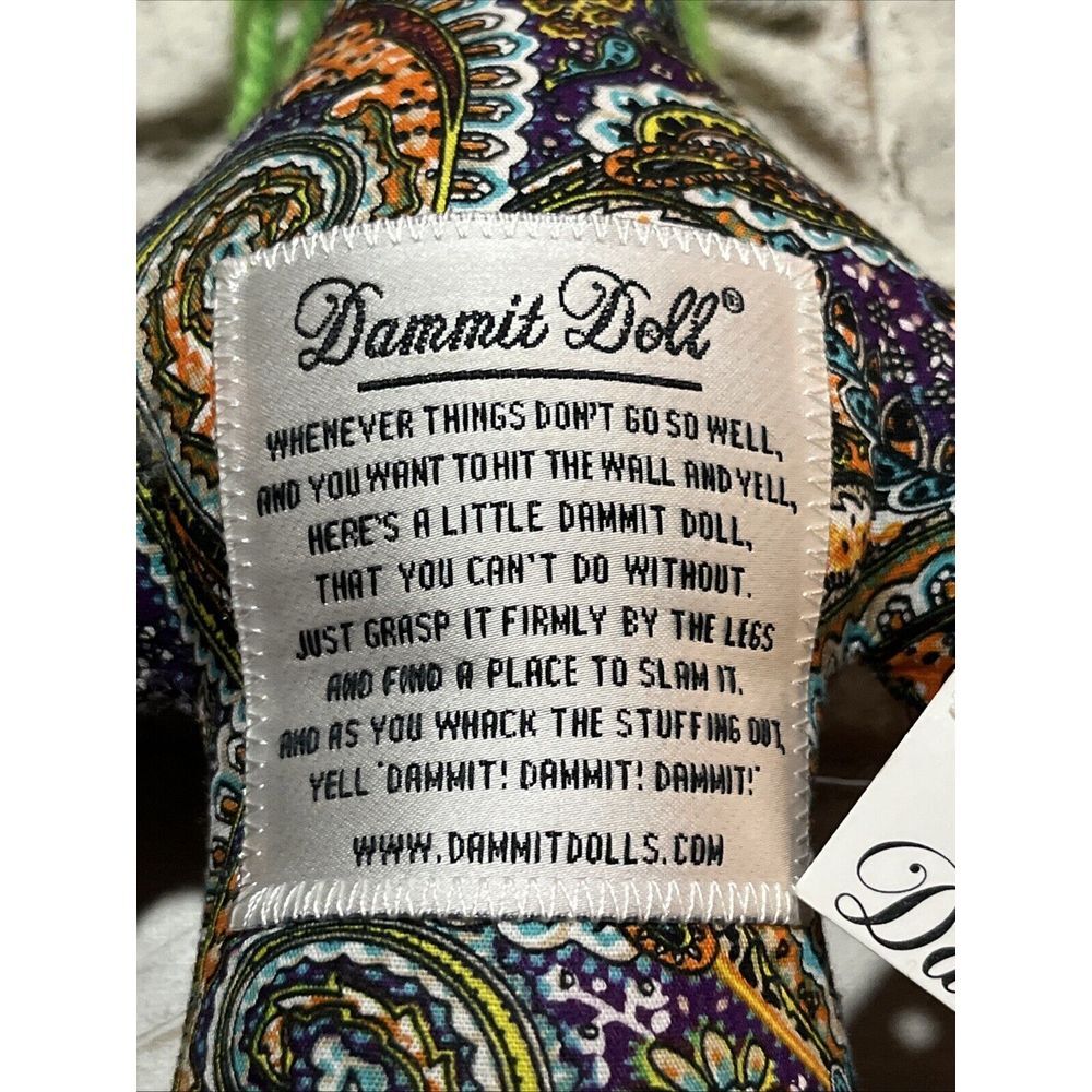 Original Dammit Doll - 12" Stuffed Paisley  - Stress Reliever Or Voodoo Doll NWT - Picture 2 of 7